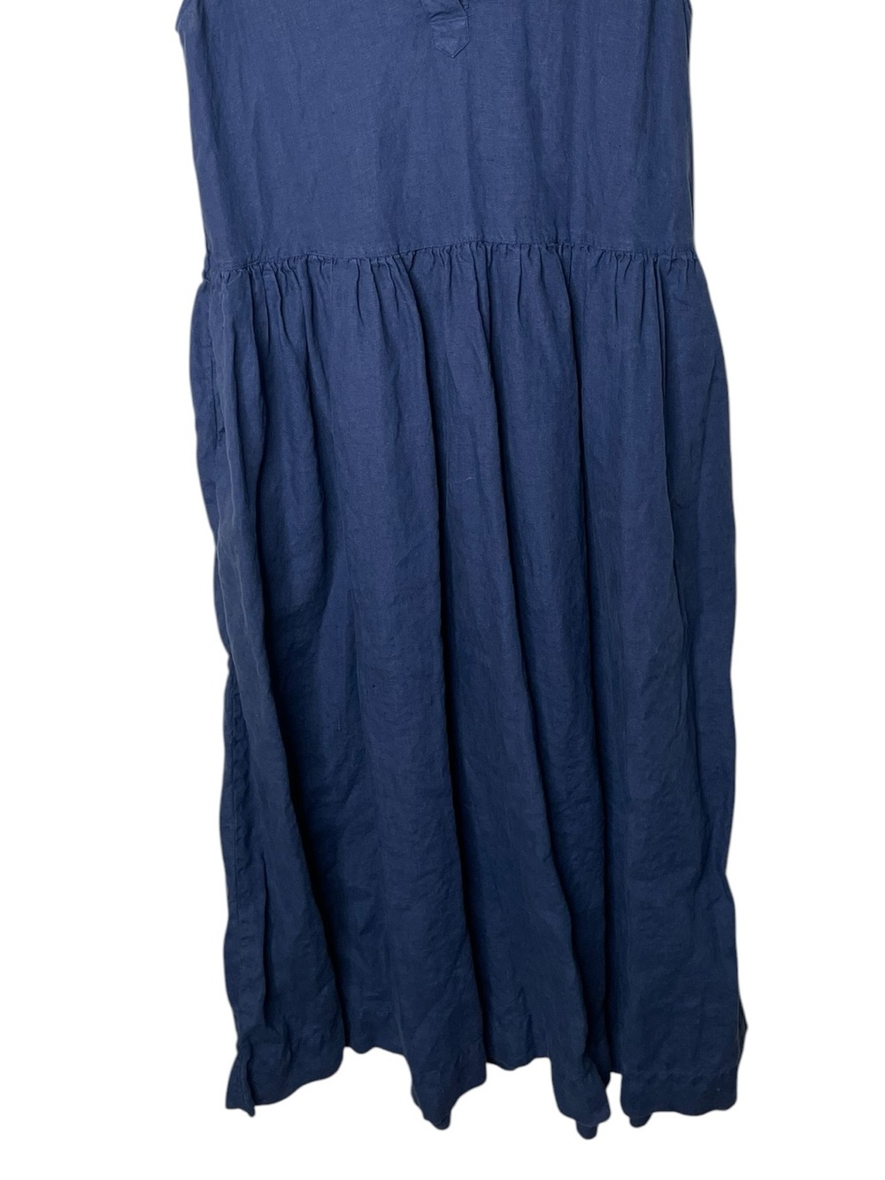 Frank & Eileen DAPHNE Popover Linen Maxi Shirt Dress Navy Large - Picture 8 of 14